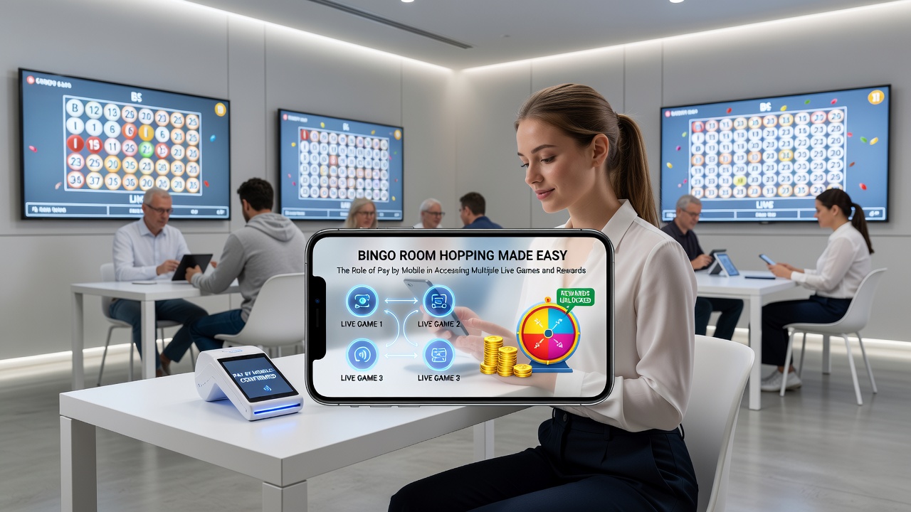 Multiple bingo interfaces displayed on a smartphone showing live games and reward notifications
