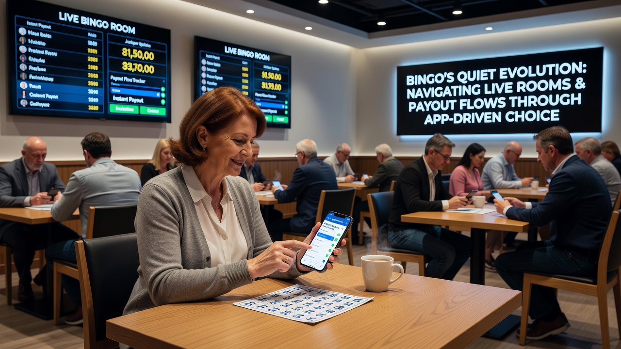 Mobile app screens showing bingo payout flows and withdrawal processing timelines