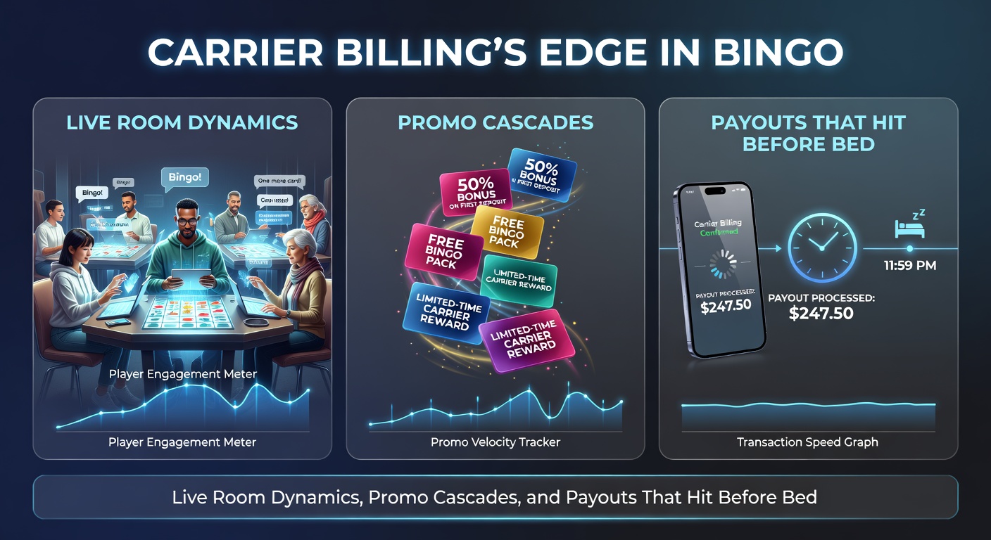 Smartphone displaying quick payout confirmation in a bingo app, with clock showing evening hours and carrier billing history