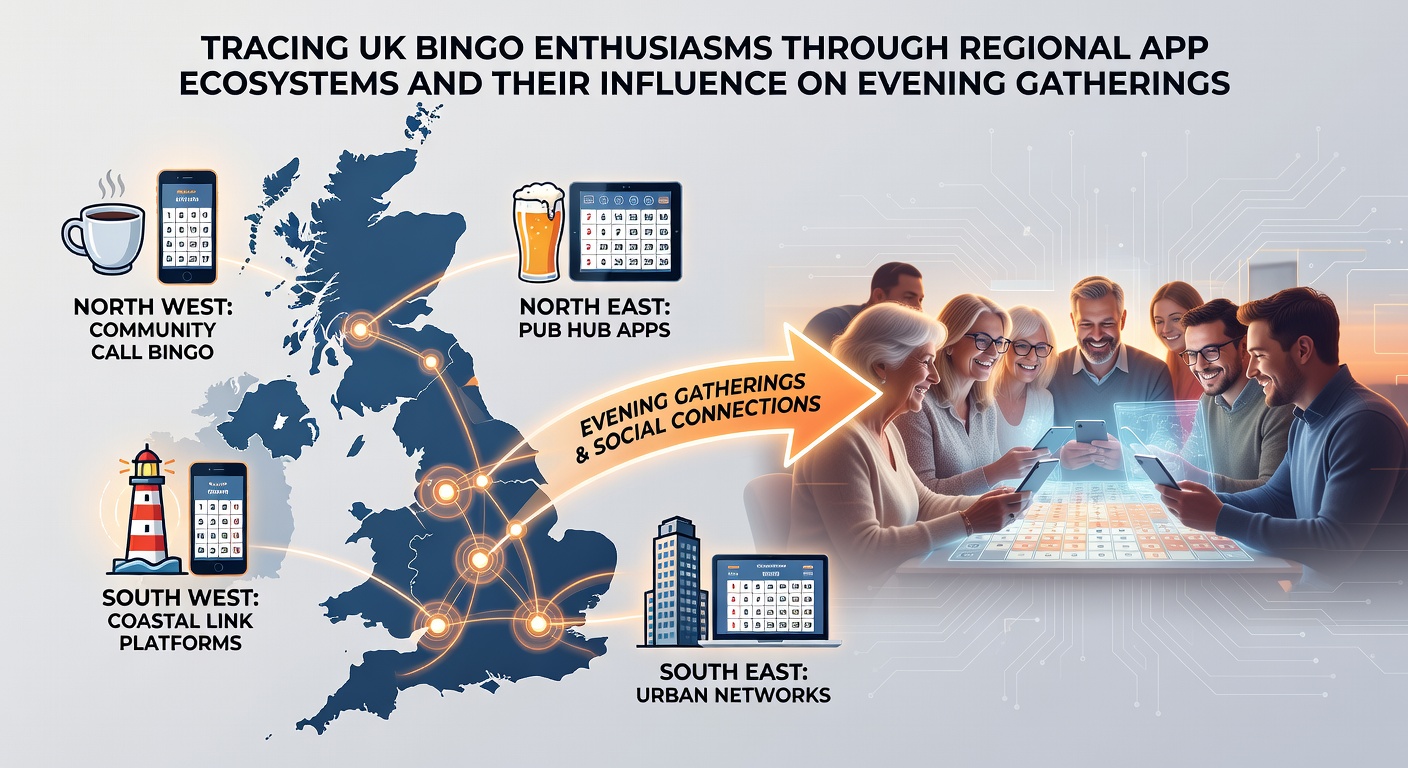 Players engaging in bingo through mobile apps during typical UK evening community gatherings